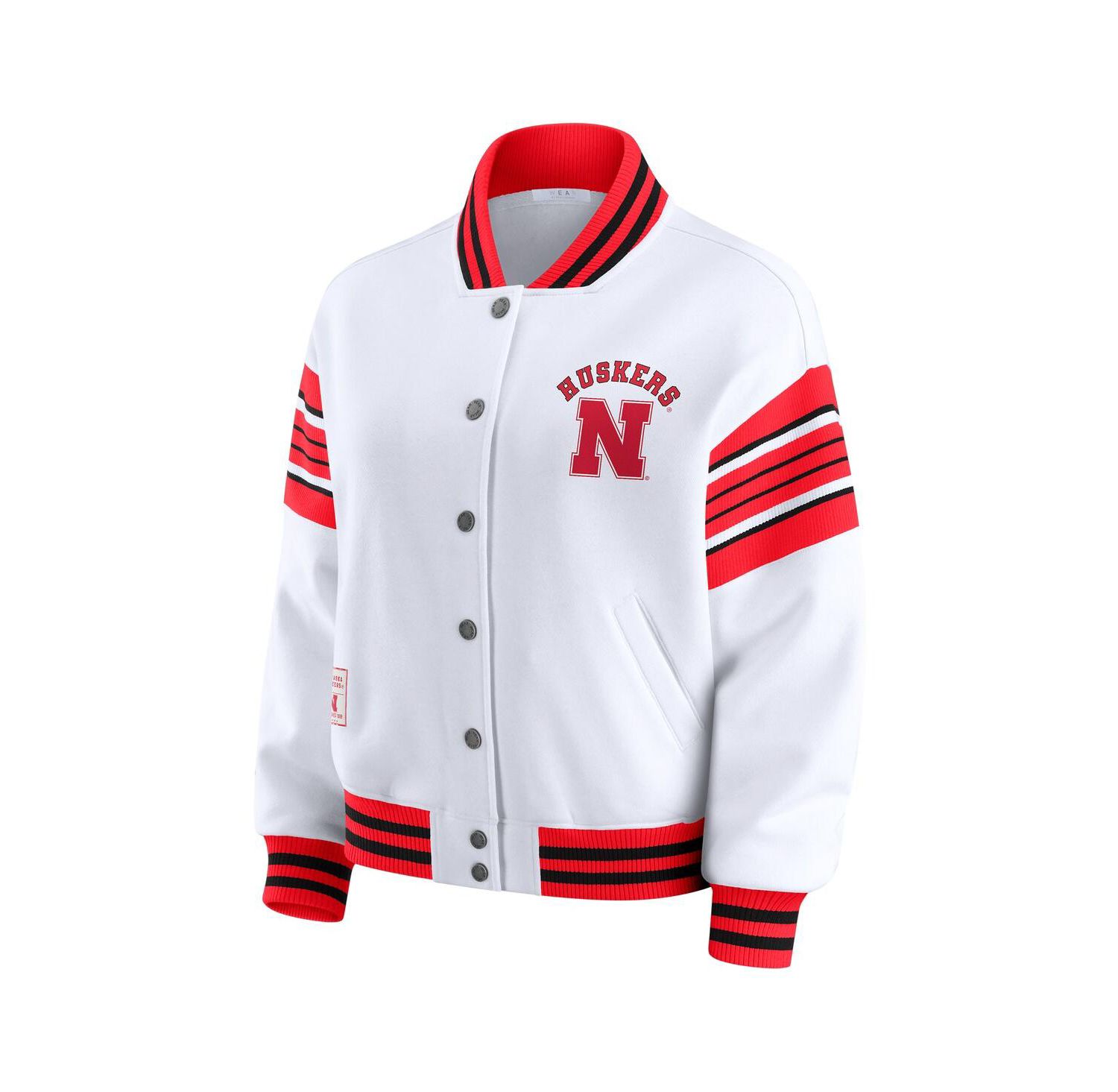 Women's White/Scarlet Nebraska Huskers Satin Stitch Full-Snap Fleece Sweatshirt Jacket