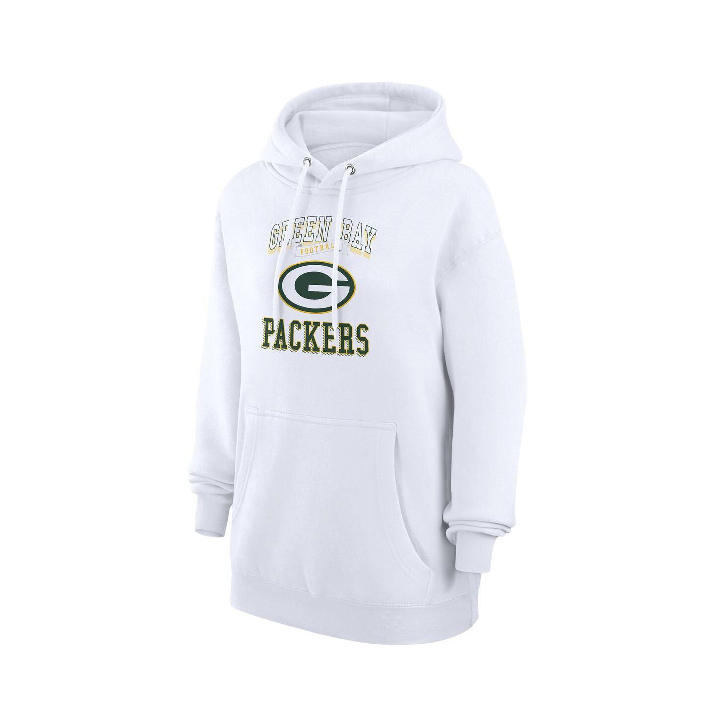 Женское худи G-III 4Her by Carl Banks White Green Bay Packers Team Logo Graphic Fleece Tri-Blend Pullover — фото 3