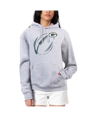 G-III 4Her by Carl Banks - Women's Heather Gray Green Bay Packers Football Logo Fleece Tri-Blend Pullover Hoodie