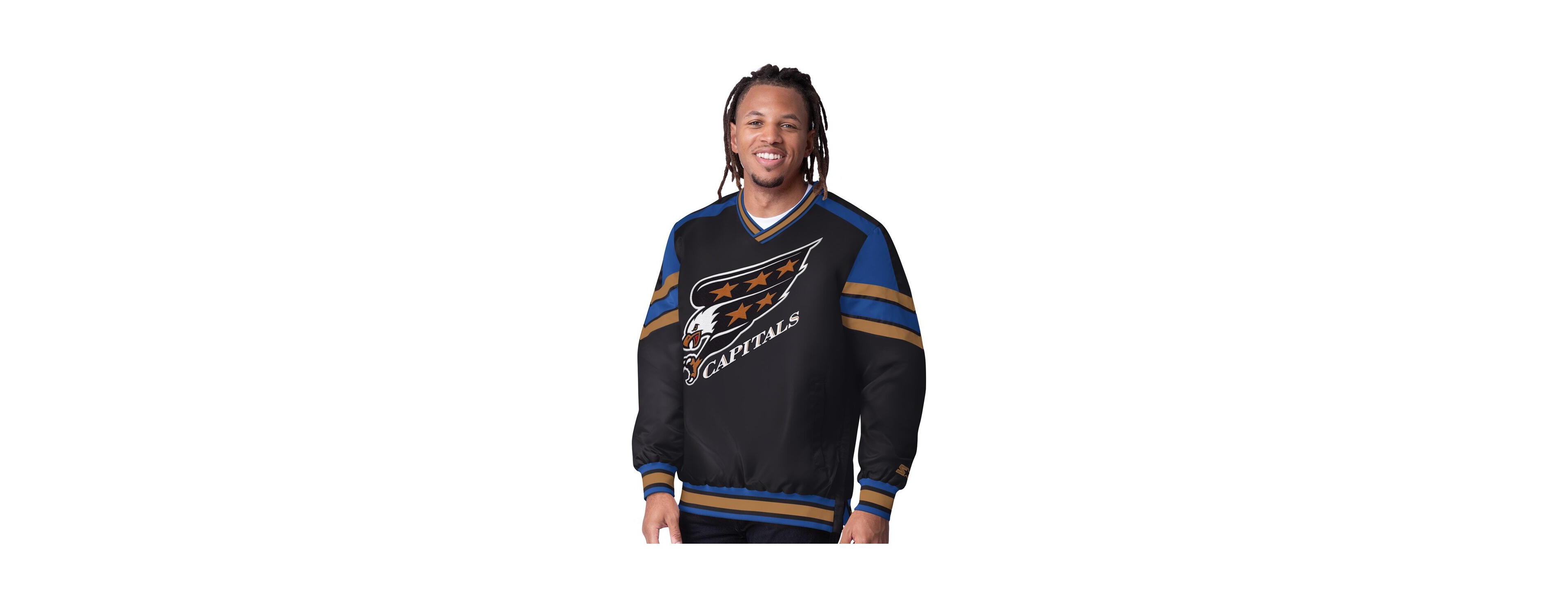 Starter Men's Black Washington Capitals Reliever V-Neck Pullover Jacket