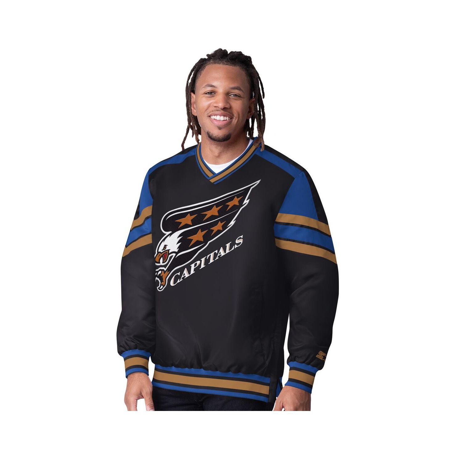 Men's Black Washington Capitals Reliever V-Neck Pullover Jacket
