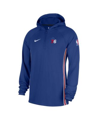 Men's Blue Philadelphia 76ers Authentic on Court Zone Quarter-Zip Dri-FIT Hoodie Jacket