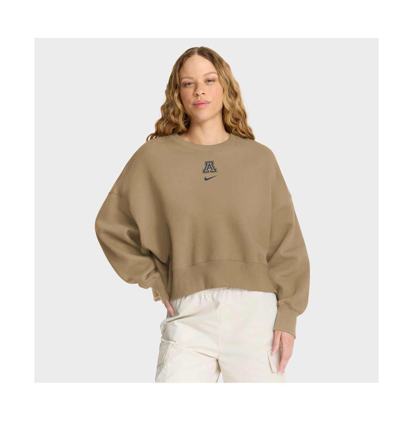 Женский свитшот Nike Tan Arizona Wildcats Oversized Phoenix 2-Hit Pullover — фото 1