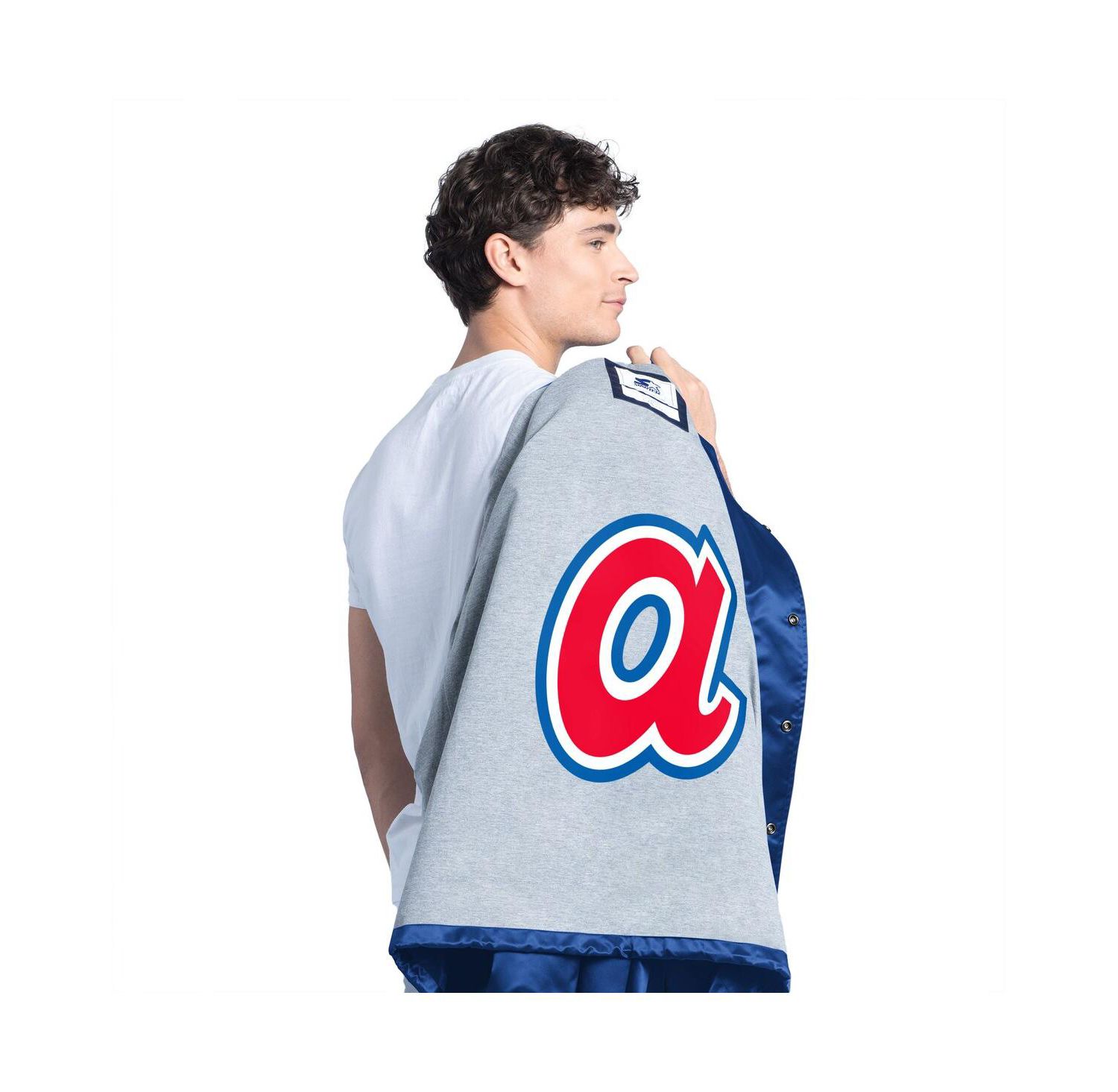 Men's Royal Atlanta Braves Cooperstown Collection Point Man Full-Snap Coaches Jacket