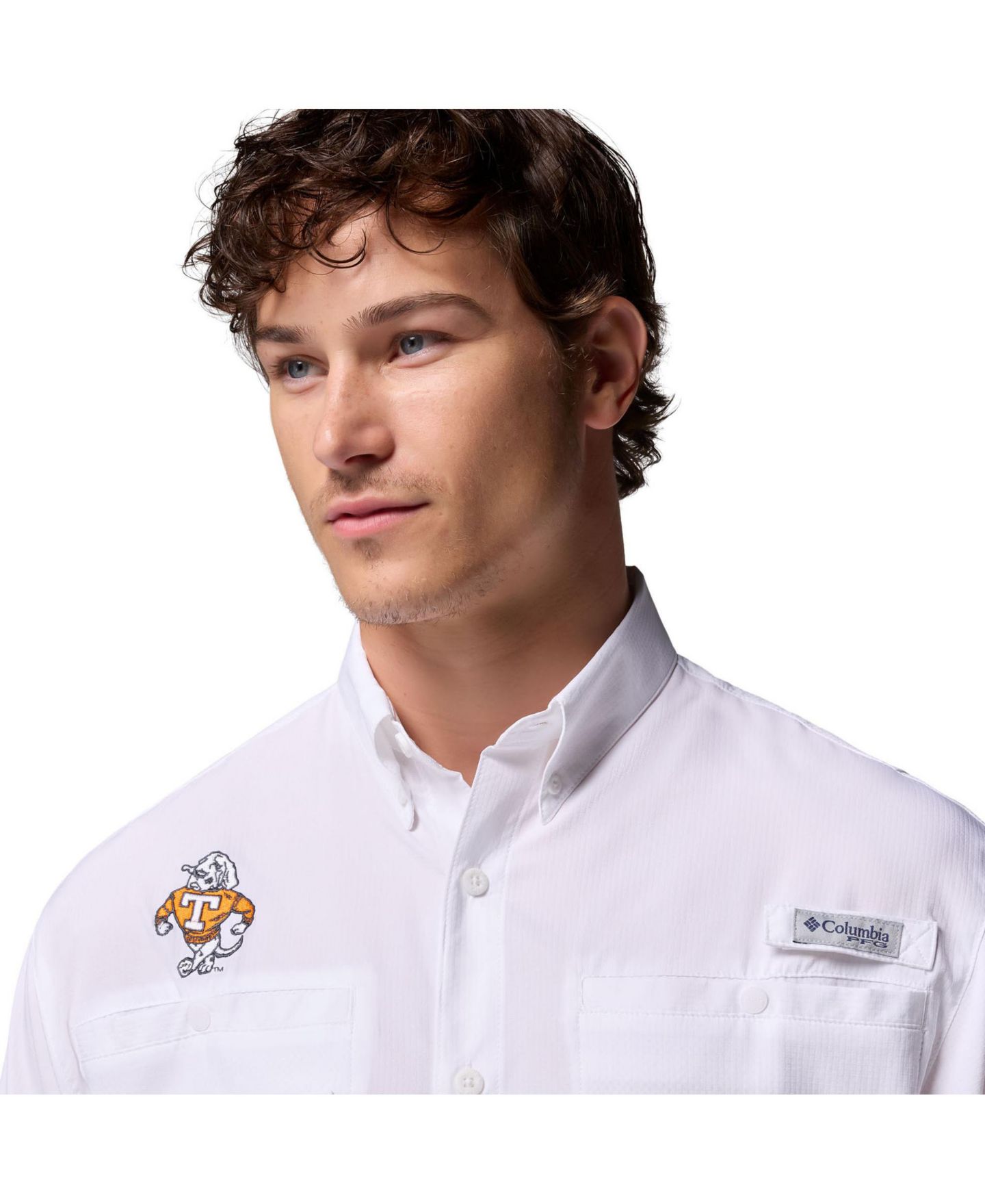 Мужская рубашка Columbia White Tennessee Volunteers Tamiami Omni-Shade Button-Down — фото 5