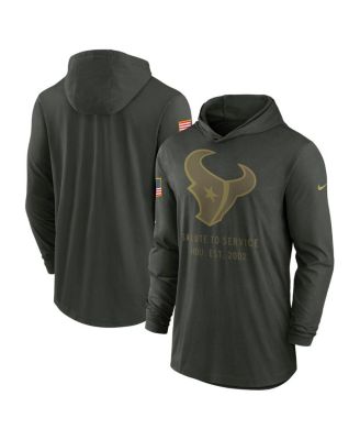 Nike - Men's Forest Green Houston Texans 2025 Salute to Service Sideline Dri-FIT Lightweight Hooded Pullover