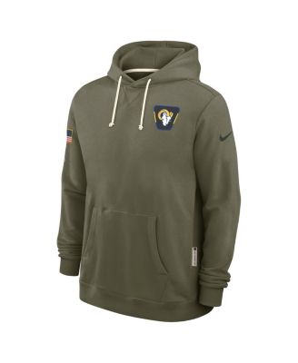 Men's Olive Los Angeles Rams 2025 Salute to Service Sideline Standard Issue Dri-FIT Hoodie