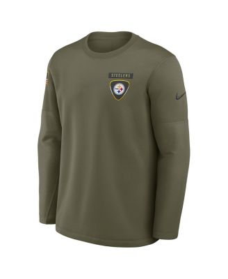 Men's Olive Pittsburgh Steelers 2025 Salute to Service Sideline Coaches Therma-FIT Long Sleeve T-Shirt