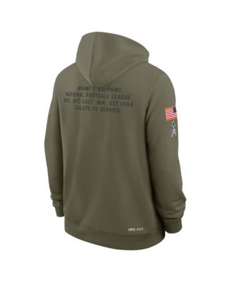 Men's Olive Miami Dolphins Big Tall 2025 Salute to Service Sideline Dominant Force Dri-FIT Hoodie