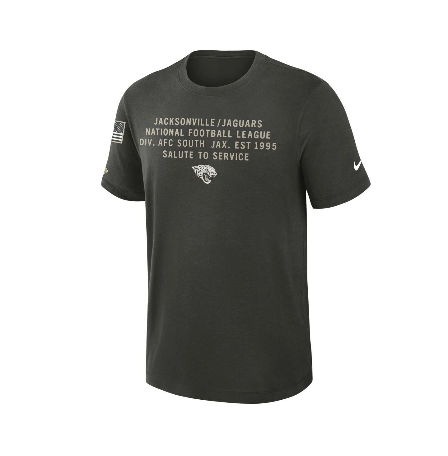 Мужская футболка Nike Forest Green Jacksonville Jaguars 2025 Salute to Service Sideline Slub Dri-FIT — фото 2