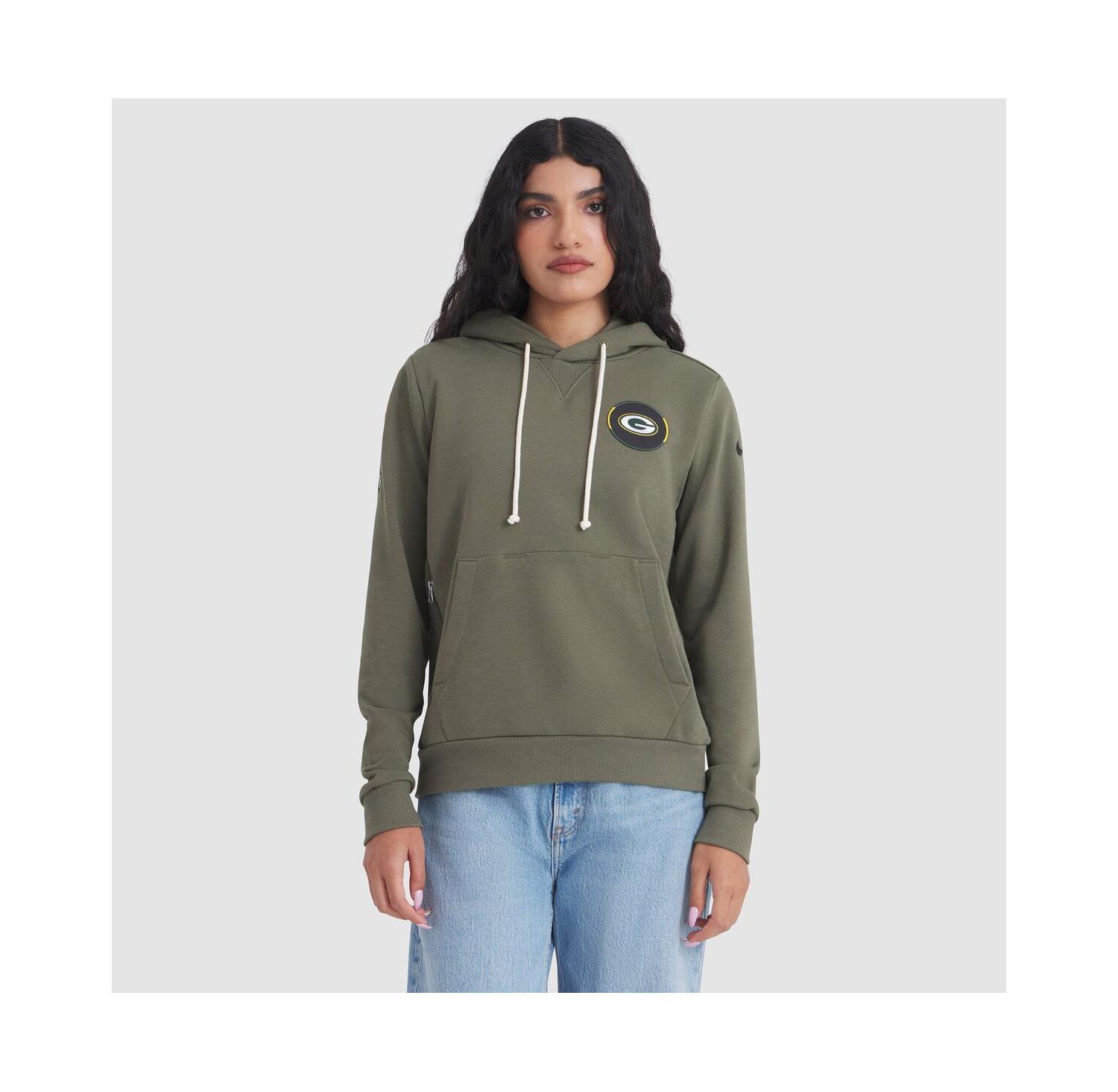 Women's Olive Green Bay Packers 2025 Salute to Service Sideline Standard Issue Dri-FIT Hoodie