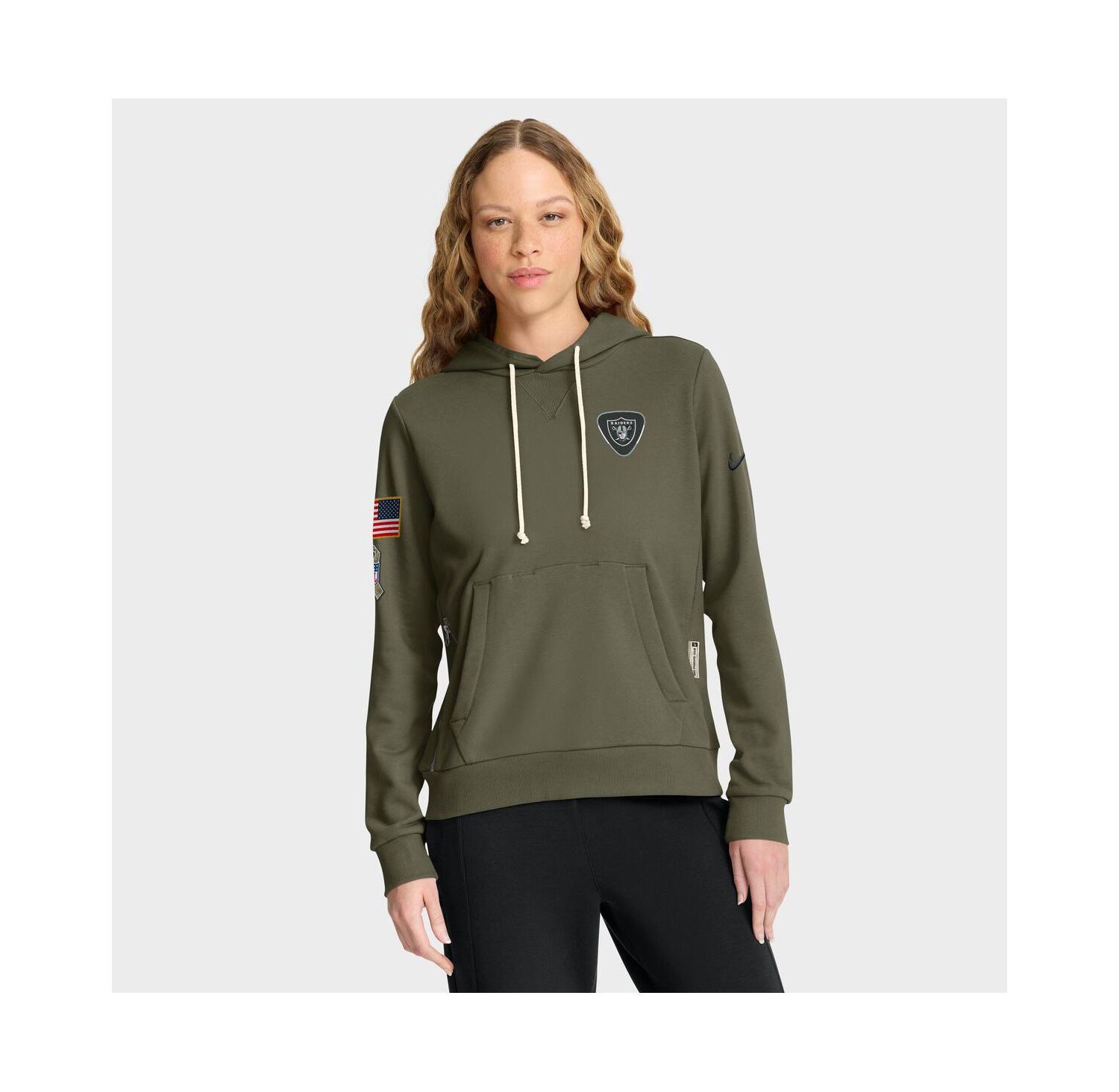 Women's Olive Las Vegas Raiders 2025 Salute to Service Sideline Standard Issue Dri-FIT Hoodie