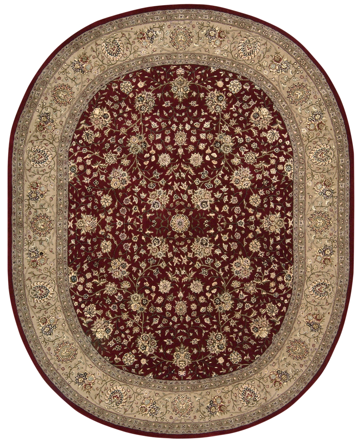 Closeout! Nourison Home Wool & Silk 2000 2107 Burgundy 7'6in x 9'6in Oval Rug - Burgundy