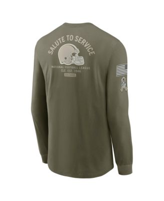 Men's Olive Cleveland Browns 2025 Salute to Service Sideline Long Sleeve T-Shirt