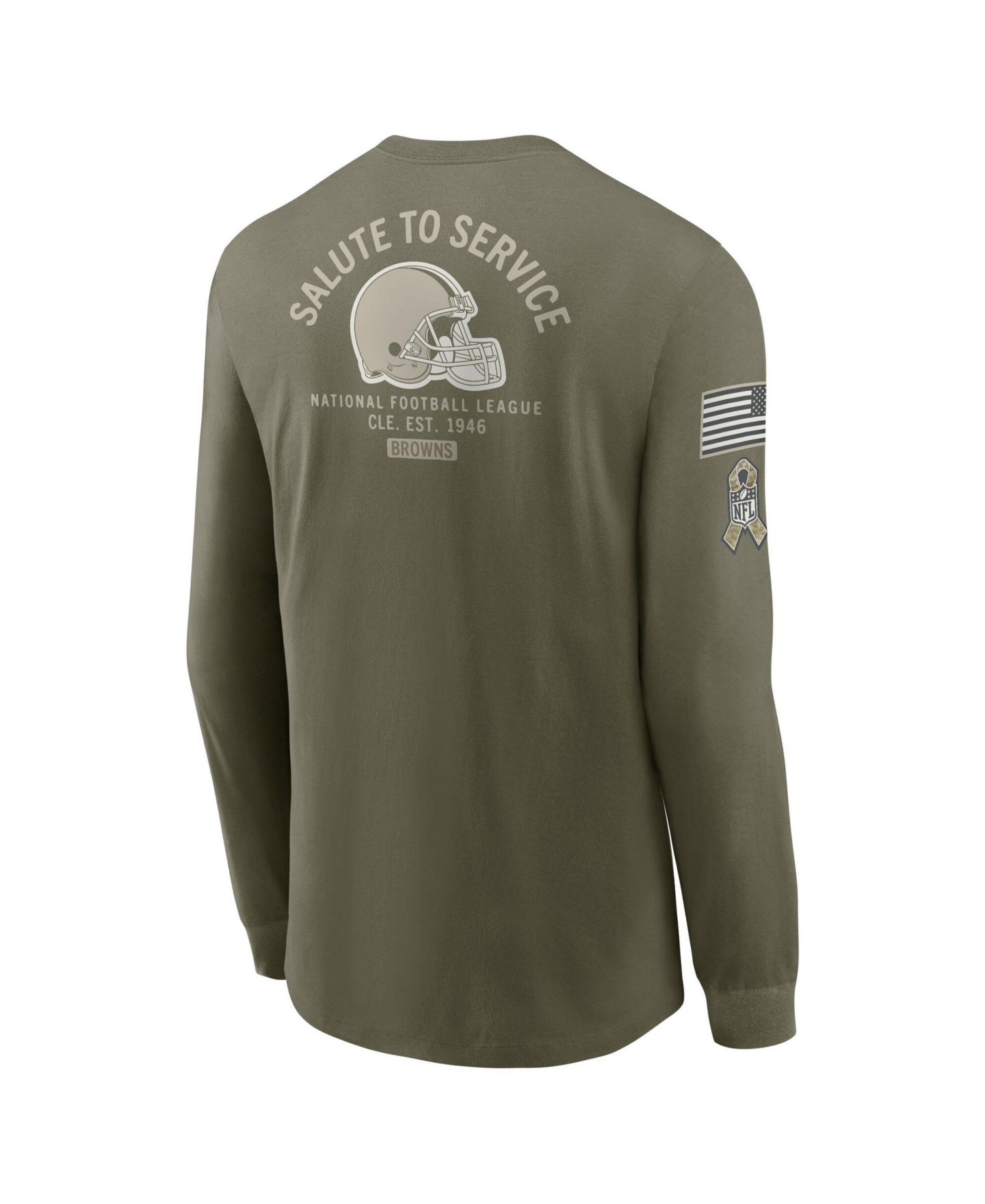 Мужская футболка Nike Olive Cleveland Browns 2025 Salute to Service Sideline Long Sleeve — фото 5