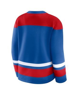 Women's Blue New York Rangers Icing Long Sleeve Lace Up Sweatshirt