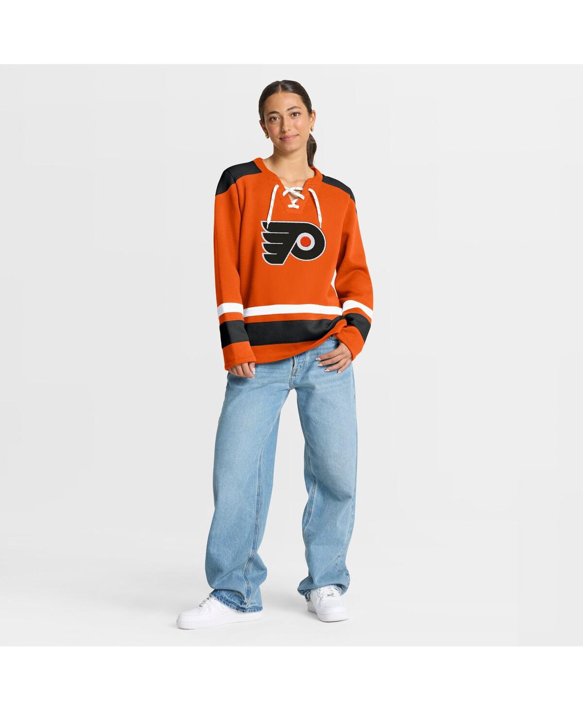 Fanatics Women's Orange Philadelphia Flyers Icing Long Sleeve Lace Up Sweatshirt In Orange