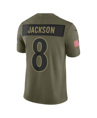 Men's Lamar Jackson Olive Baltimore Ravens 2025 Salute to Service Limited Jersey
