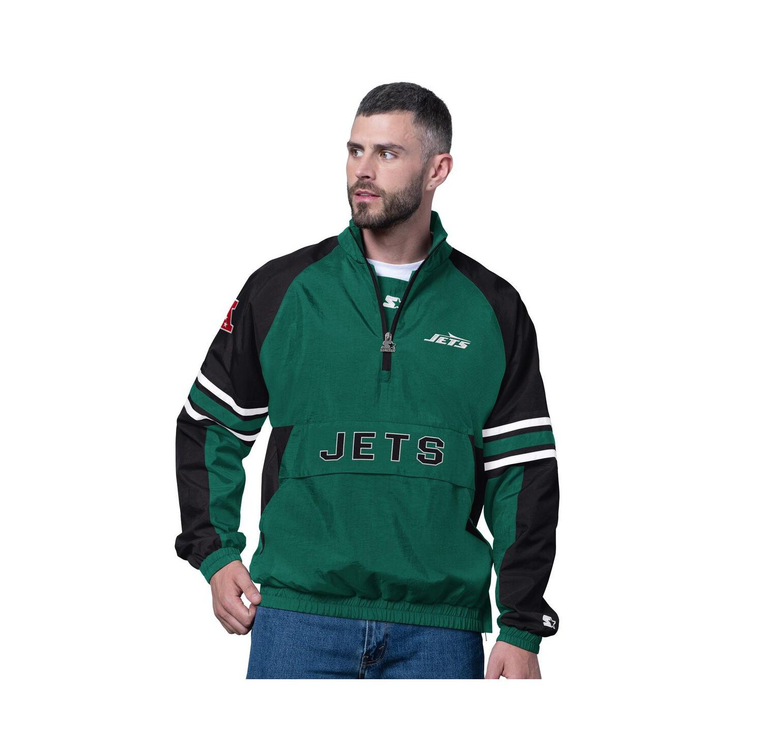 Men's Green New York Jets Prospect Half-Zip Pullover Hoodie