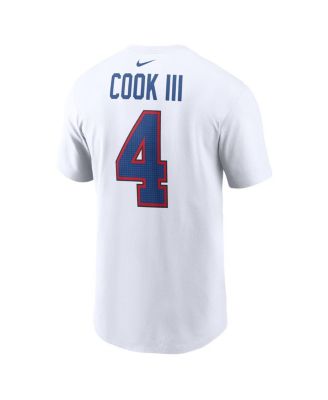 Men's James Cook III White Buffalo Bills Player Name Number T-Shirt