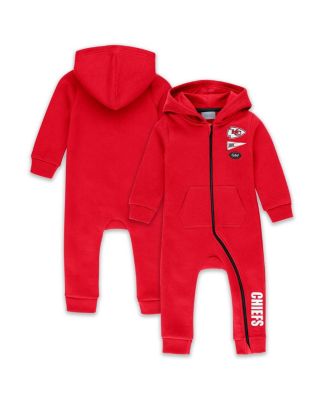 WEAR by Erin Andrews - Baby Boys and Girls Newborn Red Kansas City Chiefs Hooded Fleece Coverall