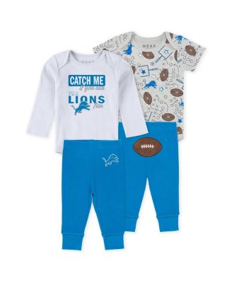 WEAR by Erin Andrews - Baby Boys and Girls Newborn Detroit Lions Three-Piece Turn Me Around Bodysuits Pant Set