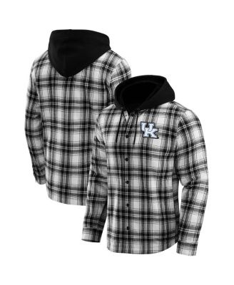 Fanatics - Men's Darius Rucker Collection by Black Kentucky Wildcats Plaid Flannel Quilted Full-Snap Hooded Shacket
