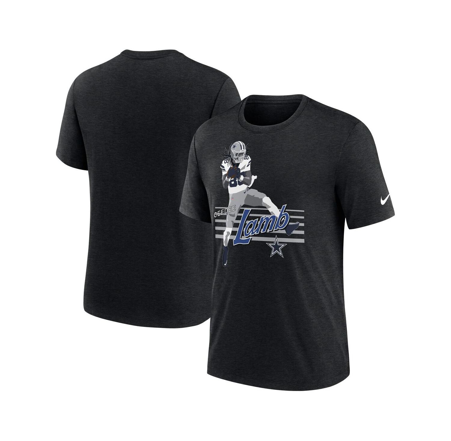 Men's CeeDee Lamb Heather Black Dallas Cowboys Player Graphic T-Shirt