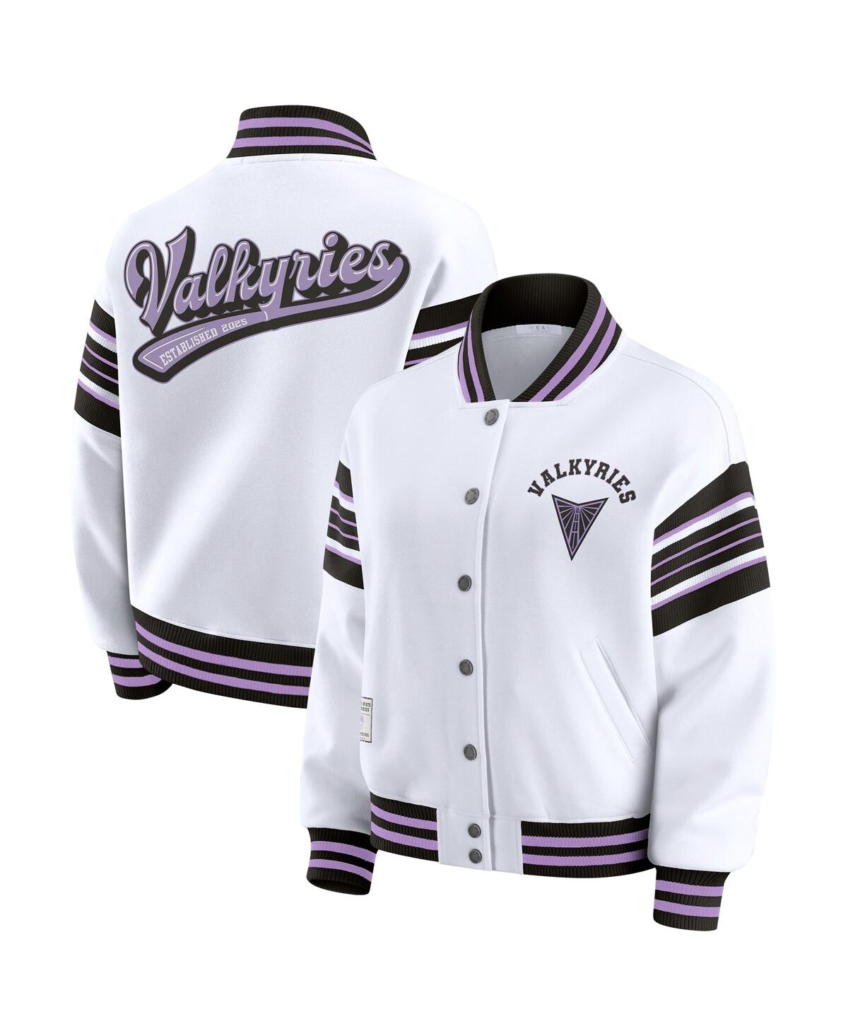 Wear By Erin Andrews Women's White/black Golden State Valkyries Full-snap Fleece Sweatshirt Jacket In White