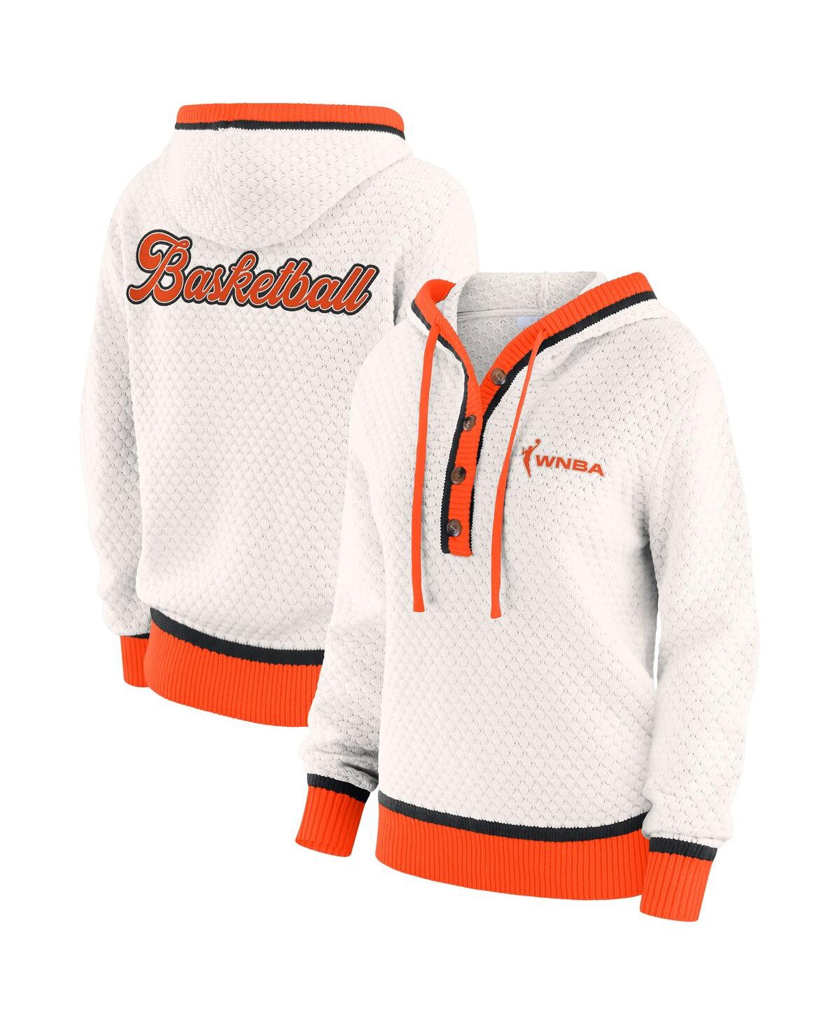 Wear By Erin Andrews Cream Wnba Hooded Sweater In White
