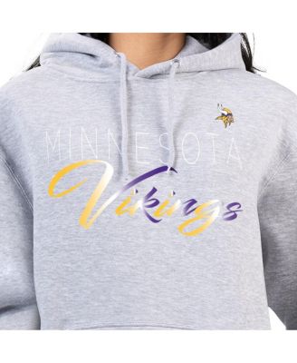 Women's Gray Minnesota Vikings Shadow Logo Fleece Pullover Hoodie