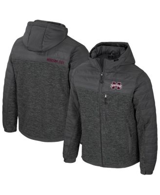 Colosseum - Men's Charcoal Mississippi State Bulldogs Nightman Full-Zip Hoodie Puffer Jacket