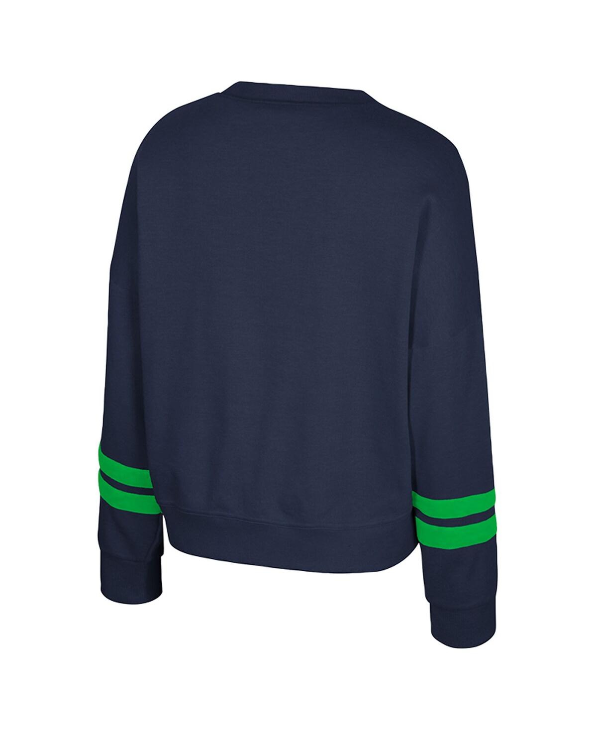 Colosseum Women's Navy Notre Dame Fighting Irish Splashy Crewneck Fleece Sweatshirt In Blue