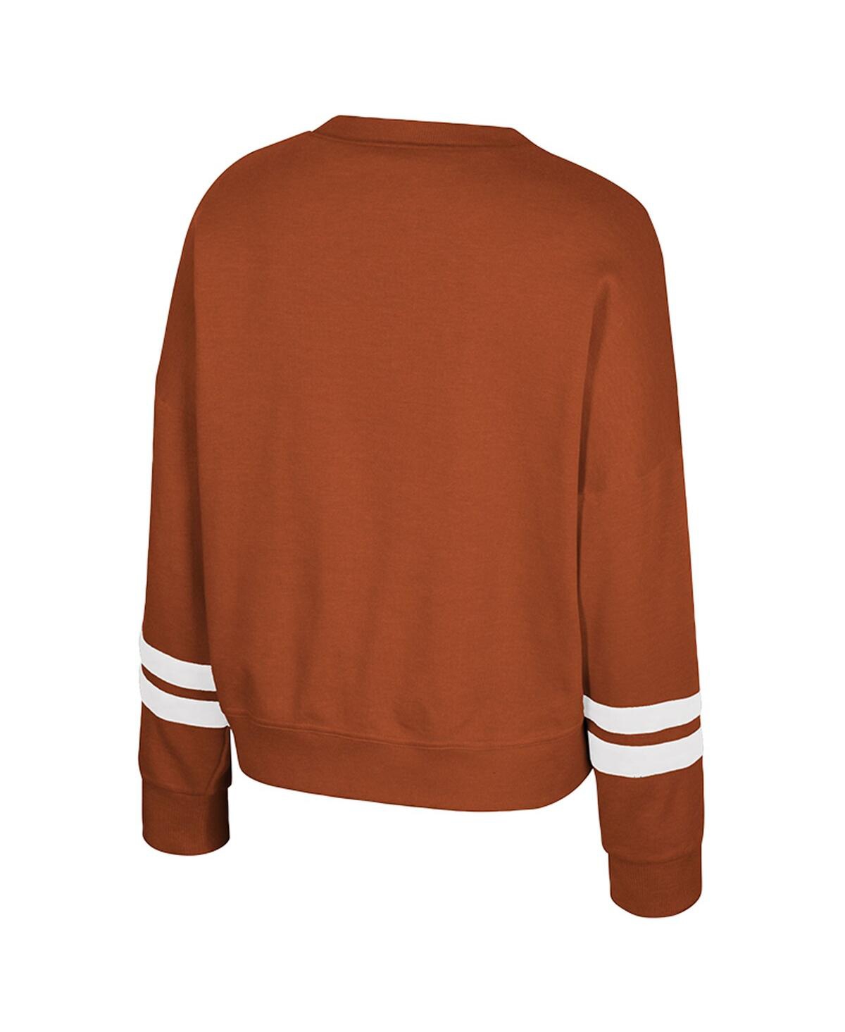 Colosseum Women's Texas Orange Texas Longhorns Splashy Crewneck Fleece Sweatshirt In Orange