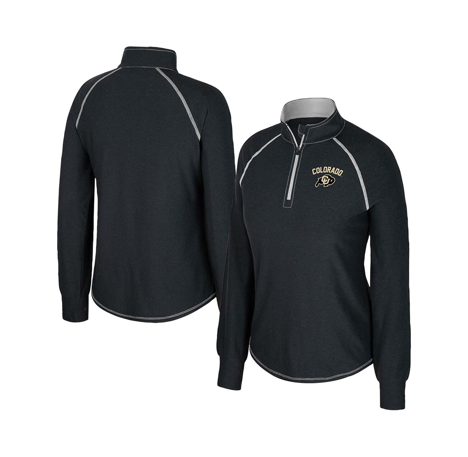 Women's Black Colorado Buffaloes Bikram Raglan Quarter-Zip Top