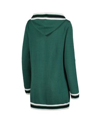 Women's Green Michigan State Spartans One More Round Tri-Blend Striped Cardigan Sweater