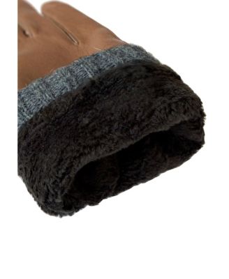 Men's Leather gloves "RASMUS" with knitted cuff and touch function