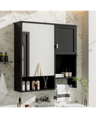 29'' x 28'' Wall Mounted Bathroom Medicine Cabinet with Mirror & Towel Bar