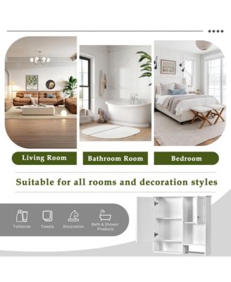 29'' x 28'' Wall Mounted Bathroom Medicine Cabinet with Mirror & Towel Bar