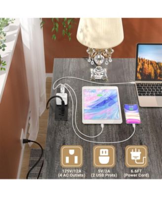 L Shaped Desk with Charging Station, Computer Desk Workstation with File Cabinet and Drawers for Office