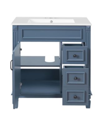 30-Inch Bathroom Vanity with Ceramic Sink, Small Bathroom Cabinet, 2 Drawers & Adjustable Storage Shelf