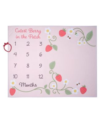 Strawberry Patch Milestone Photo Opportunity Fleece Baby Blanket