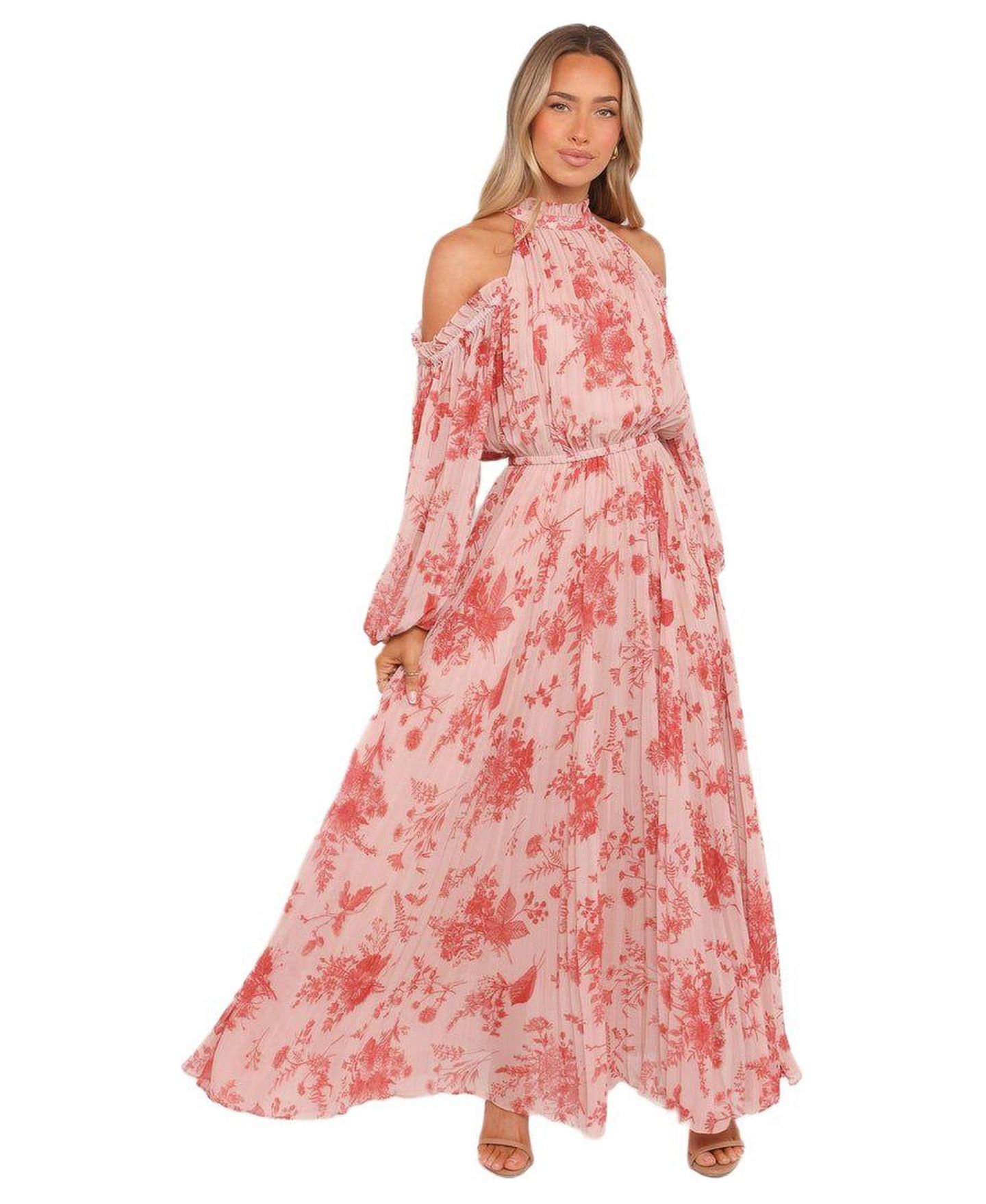 Женское платье Petal and Pup Hilary Pleated Maxi - Red Floral, цвет: Красный — фото 1