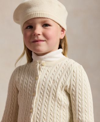 Girls 2T-6X Metallic Cable Cotton-Blend Cardigan Sweater