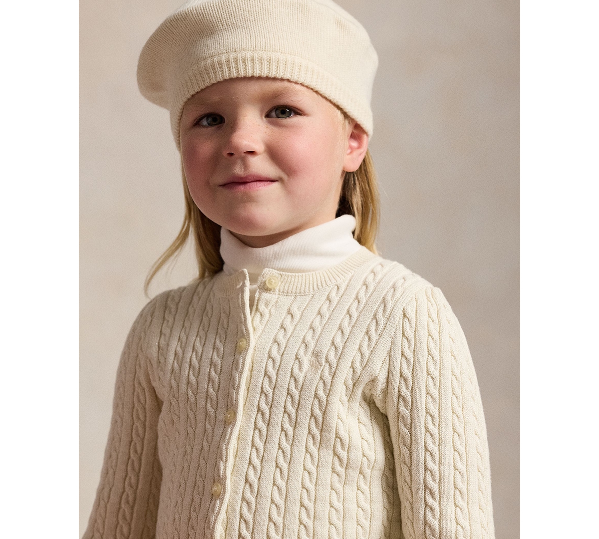 Polo Ralph Lauren Toddler and Little Girls Metallic Cable Cotton-Blend Cardigan Sweater