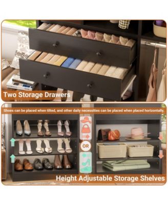 Closet System with Wooden Drawers and Two Hanging Rods