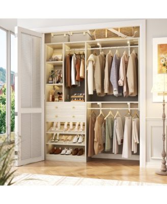 Closet System with Wooden Drawers and Two Hanging Rods
