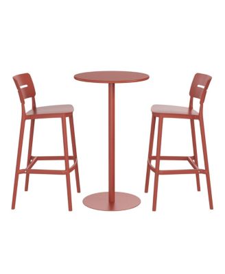 3-Piece Outdoor Adjustable Round Bar Height Patio Table Dining Set