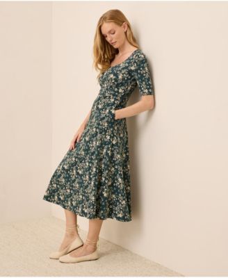 Women's Fit & Flare Scoop Midi Dress