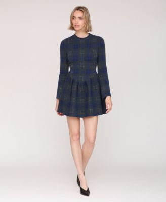 Women's Basque Waist Long Sleeve Sweater Dress